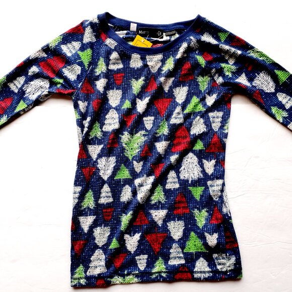 Merry Lane Kids Pajamas Christmas Trees 2 Piece Set Family Shirt Pants Blue XL - Picture 7 of 12